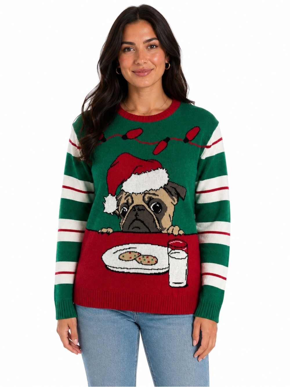 Ugly Christmas Pug Sweater Size M